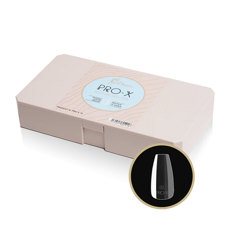 iGel PRO-X Soft Gel Nail Tips 14, Natural Coffin Medium
