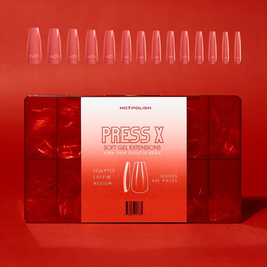 NotPolish Press X Tip BOX - Sculpted Coffin Medium (Pk: 630 pieces/Box)