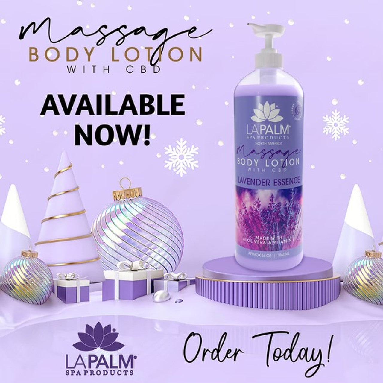 La Palm Massage Body Lotion CBD 36oz - Lavender Case 12pcs