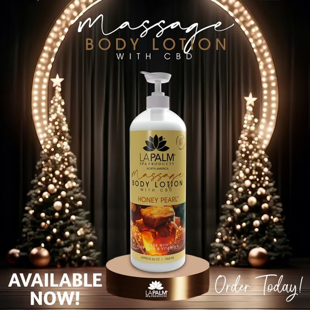 La Palm Massage Body Lotion CBD 36oz - Honey Pearl Case 12pcs