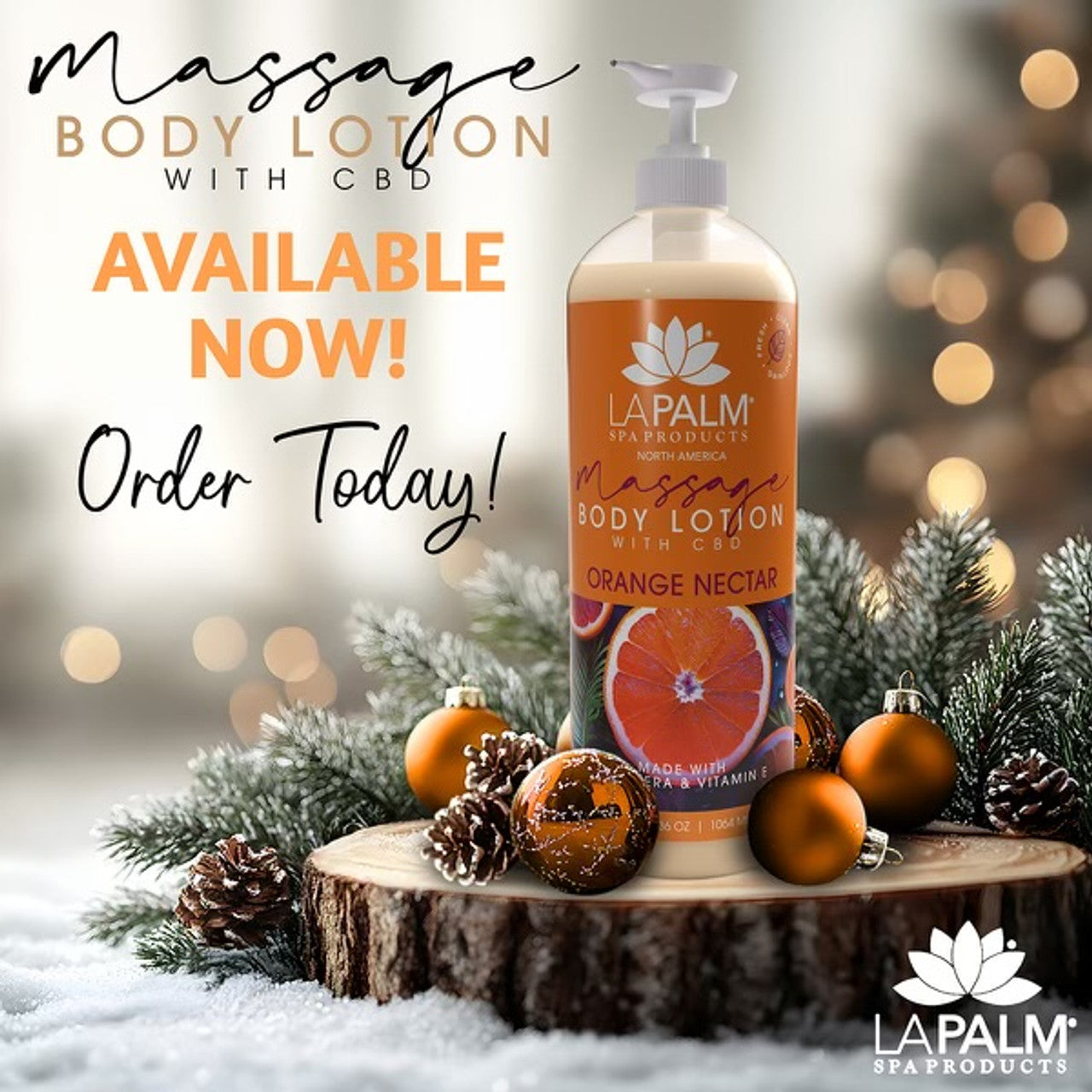 La Palm Massage Body Lotion CBD 36oz -  Orange Case 12pcs