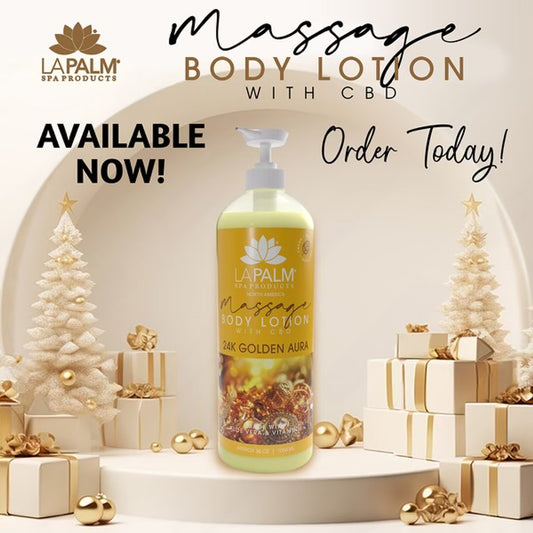 La Palm Massage Body Lotion CBD 36oz - 24K Golden Aura Case 12pcs