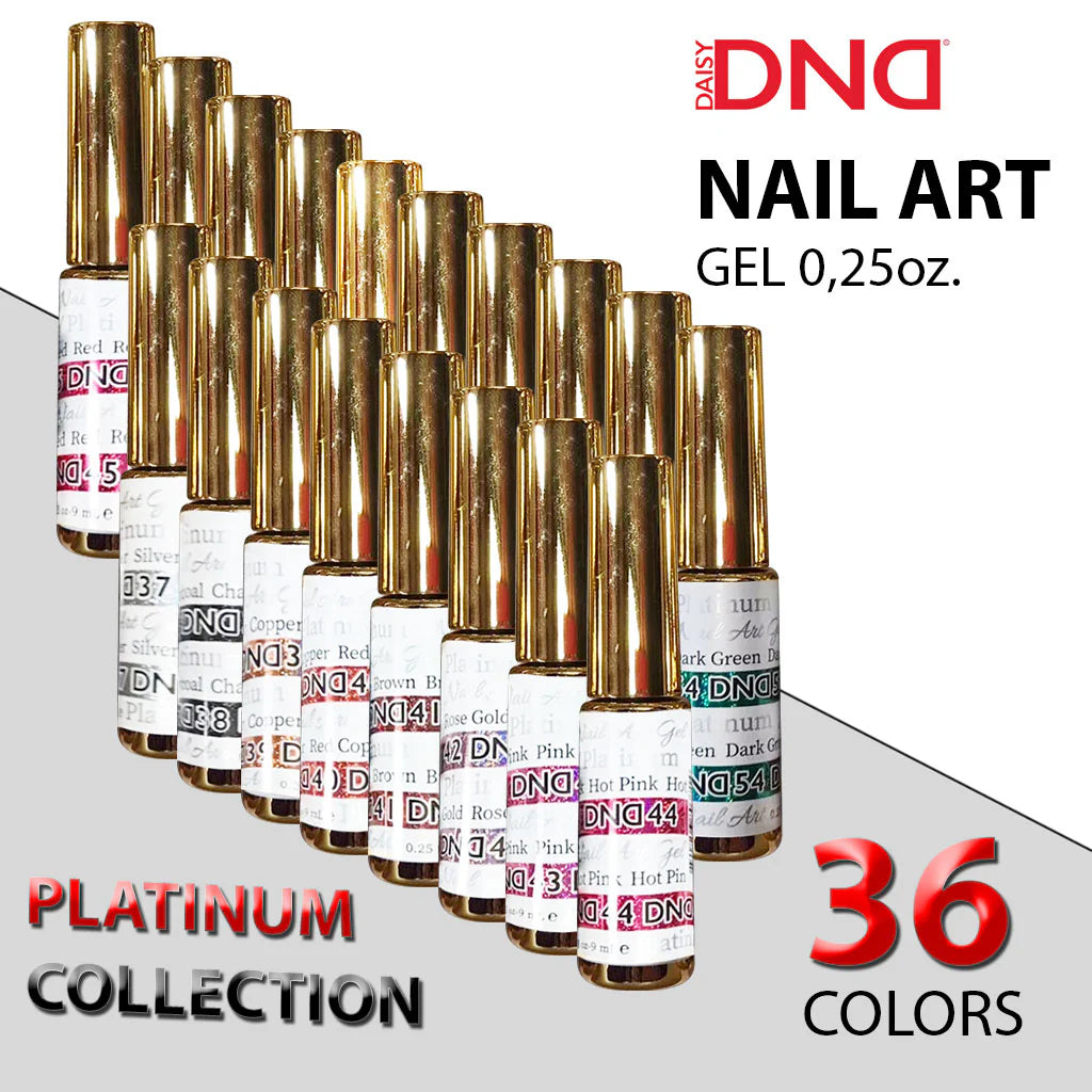 DND Nail Art Gel Platinum Collection – 18 Colors (37–54) | Professional Nail Art Gel Set 0.25oz