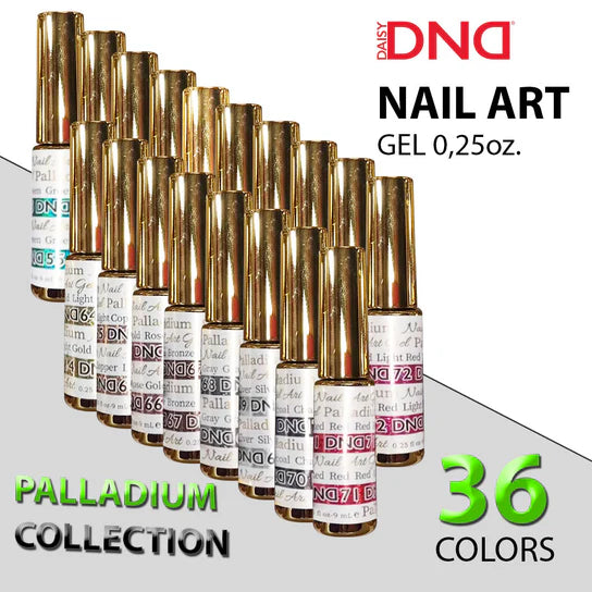 DND Nail Art Gel Palladium Collection – 18 Colors (55–72) | Professional Nail Art Gel Set 0.25oz