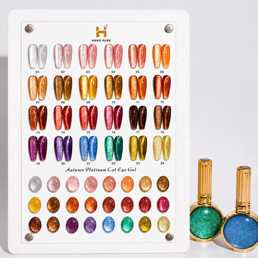 Autumn Platinum Cat Eye Gel Collection – 24 Colors (61–84) | 18ml Magnetic Gel Polish Set