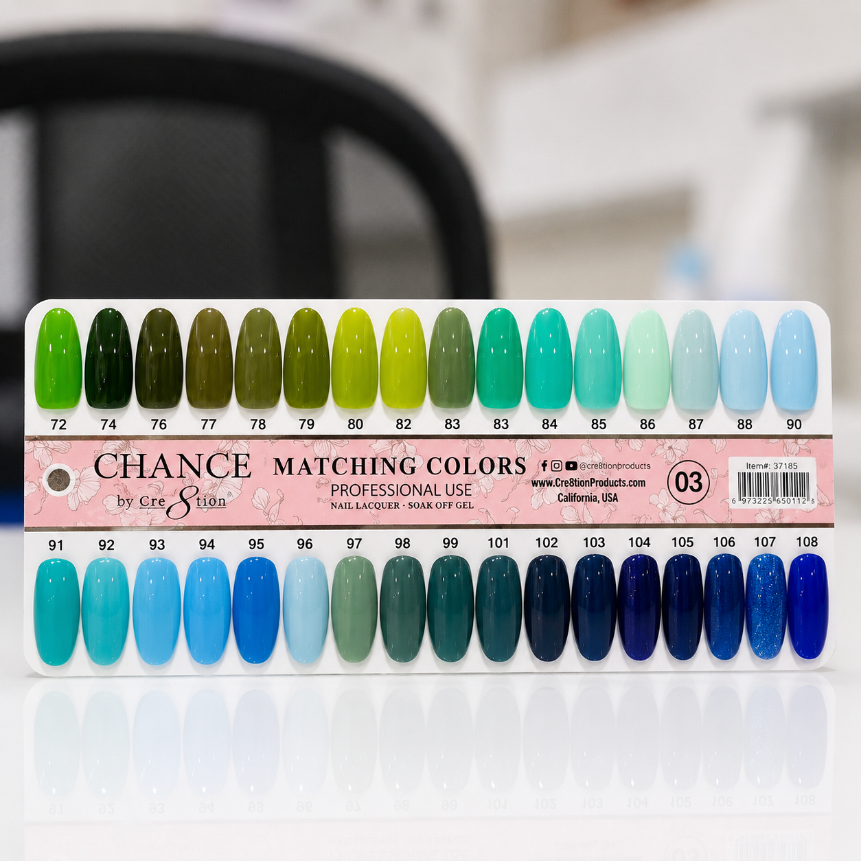 Chance Matching - 36 Colors #073 - #108 - Green & Blue Shades