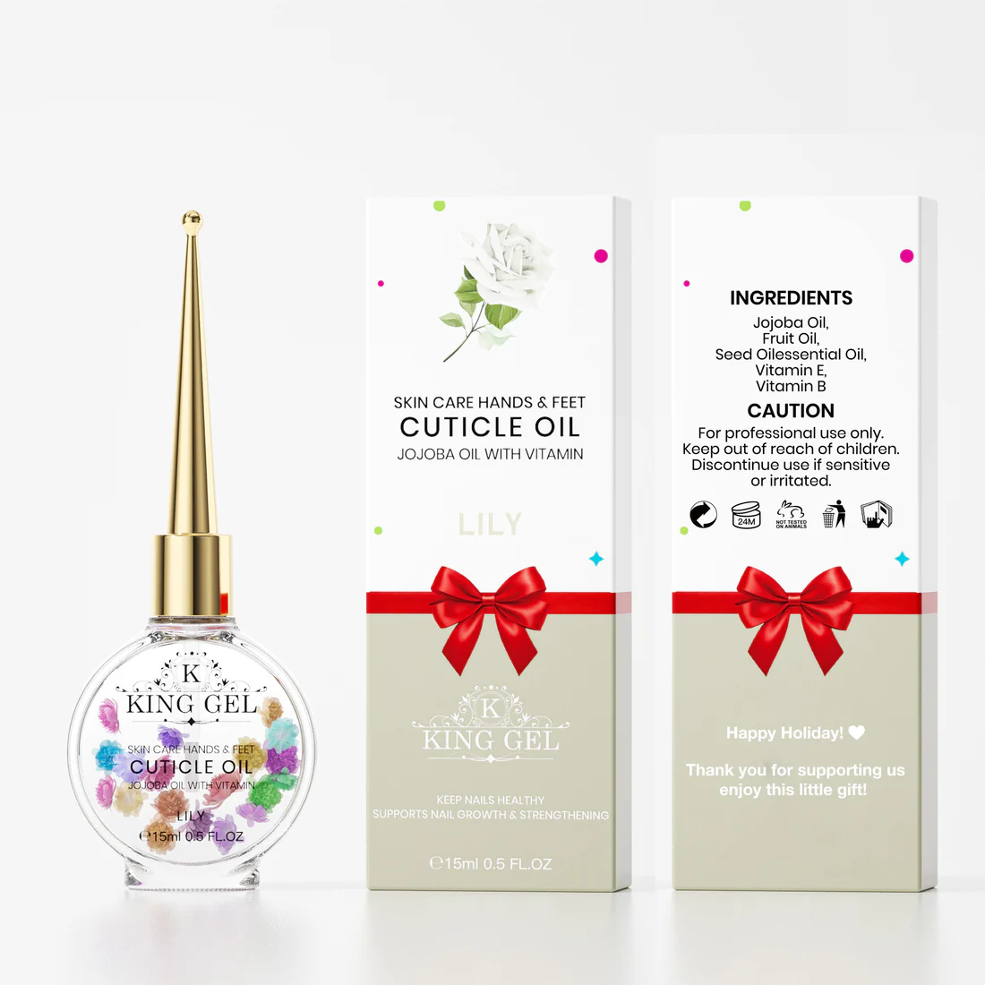 Kinggel Cuticle Oil Lily Gift + Gift Box Case 200Pcs