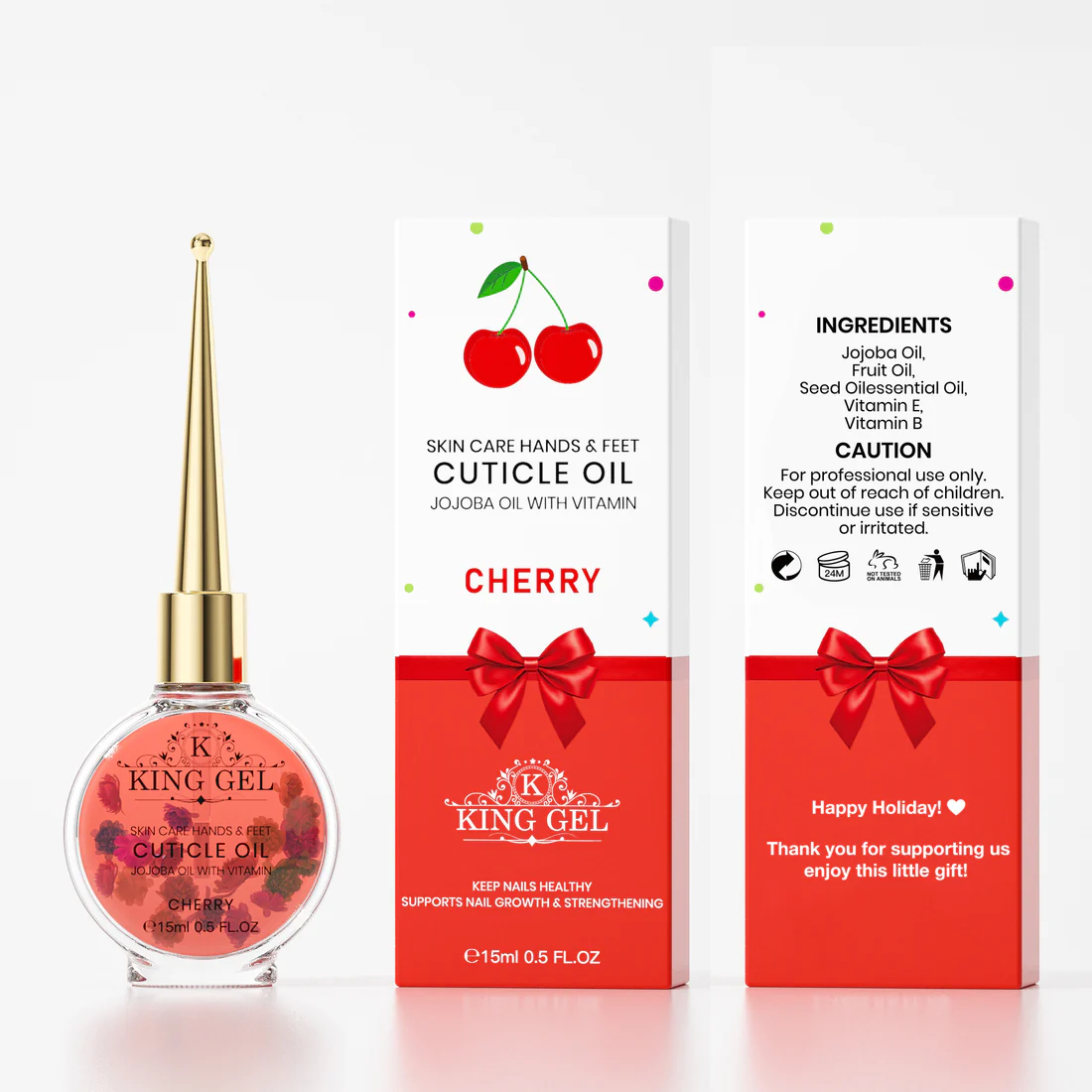Kinggel Cuticle Oil Cherry Gift + Gift Box Case 200Pcs