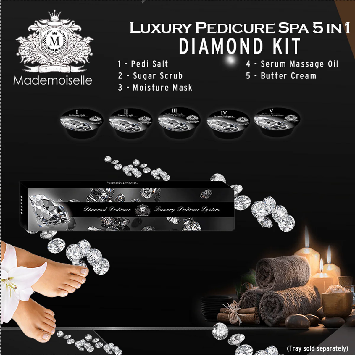 Mademoiselle 5 Step Pedicure Kit – 100 Kits Case | Luxury Spa Pedicure