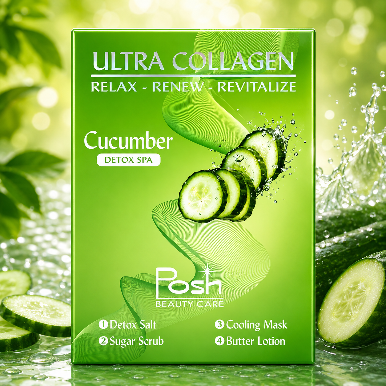 Posh Deluxe Pedicure Kit 4in1, CASE, CUCUMBER